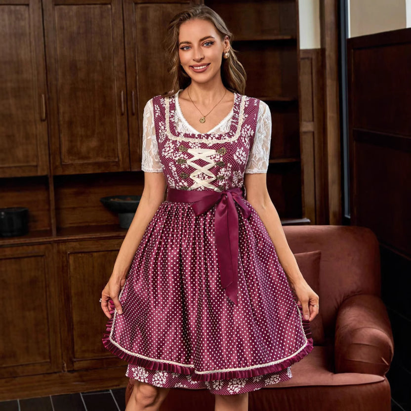 Traditionelles Bayerisches Dirndl Kleid für Damen | Rot