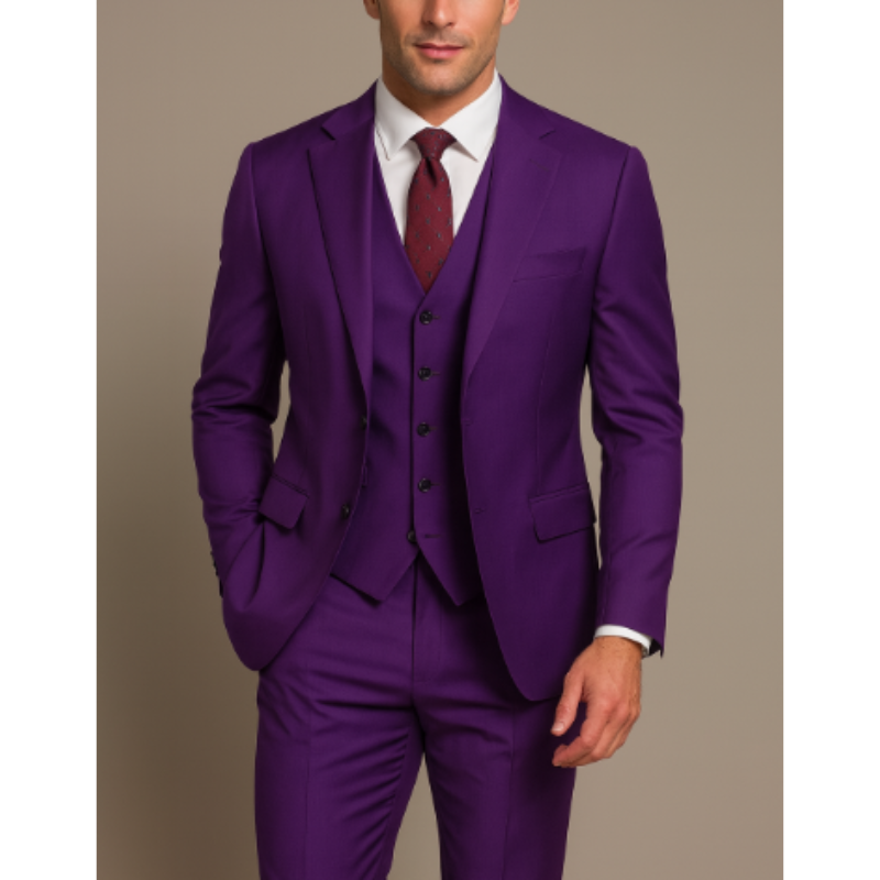 Dreiteiliger Elegante Hochzeitsgast Anzug für Herren | Lila