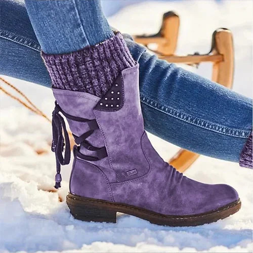 Damen Winter Boots Schwarz | Schnürung