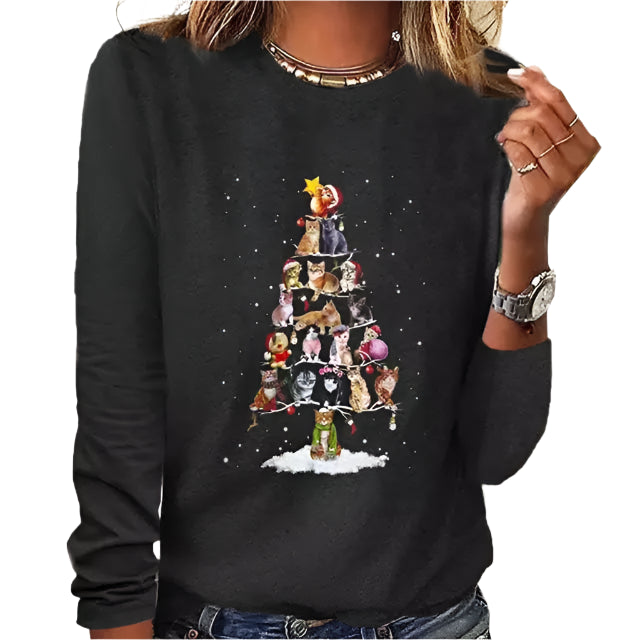 Miely | Damen Weihnachts-T-Shirt | Langarm