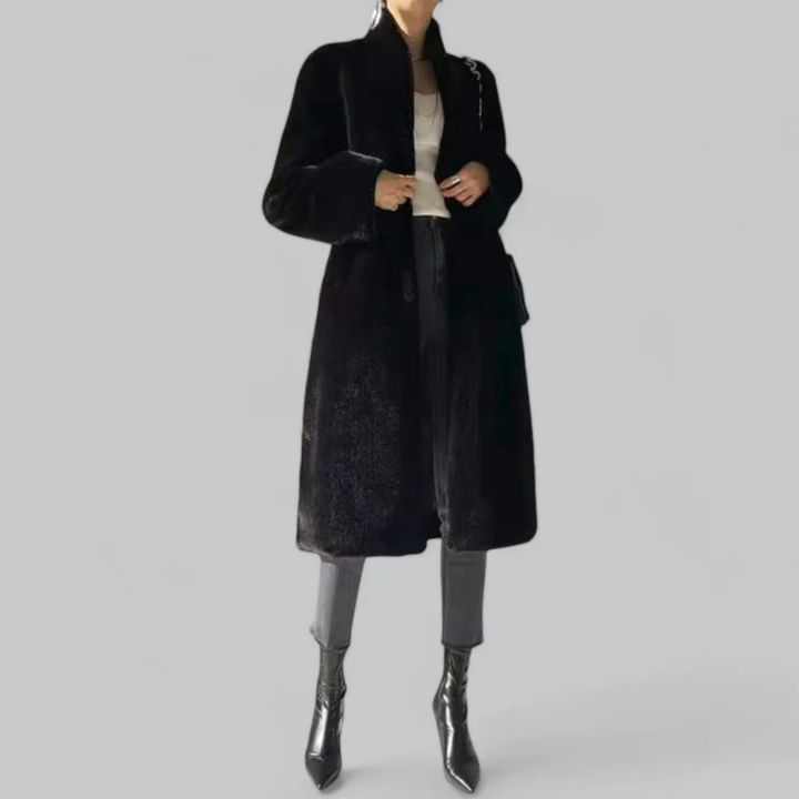 Damen Winter Schlanker Langer Klassischer Trench Mantel | Schwarz