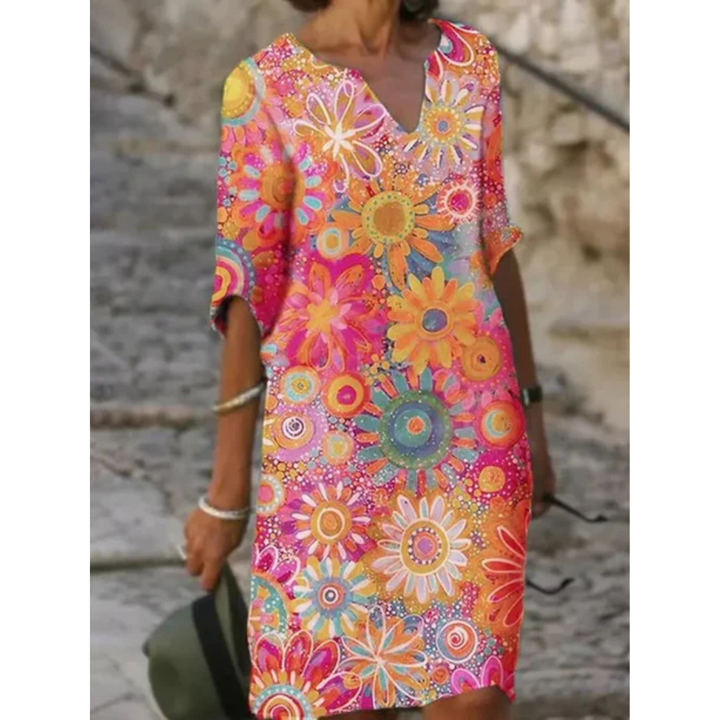 Sommerkleid Mit Blumenmuster Für Damen | Midi