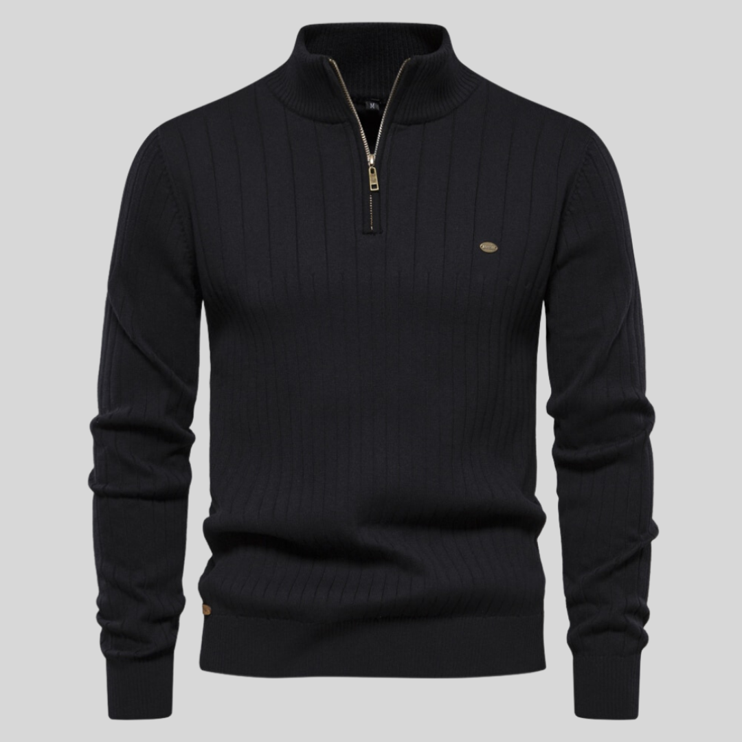 Herren Halber Reißverschluss Strick Pullover | Langarm