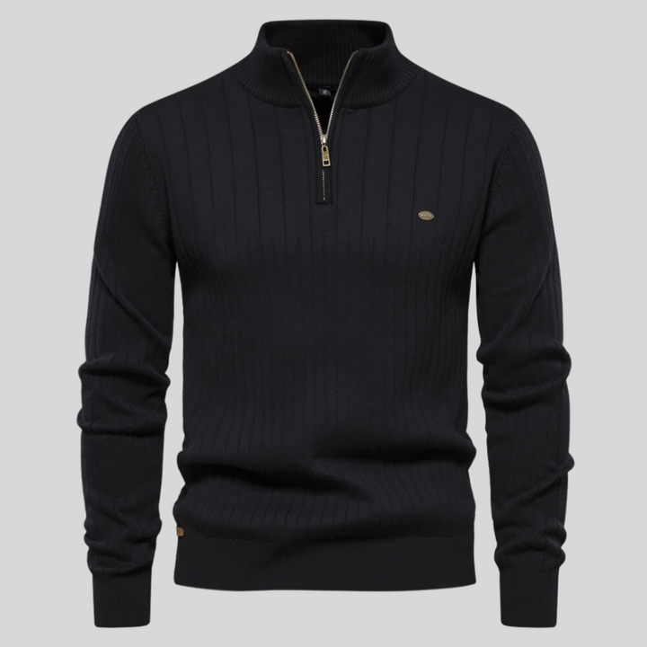 Herren Halber Reißverschluss Strick Pullover | Langarm