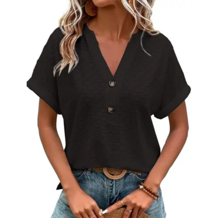 Kurzärmlige Sommerbluse Für Damen | V Ausschnitt