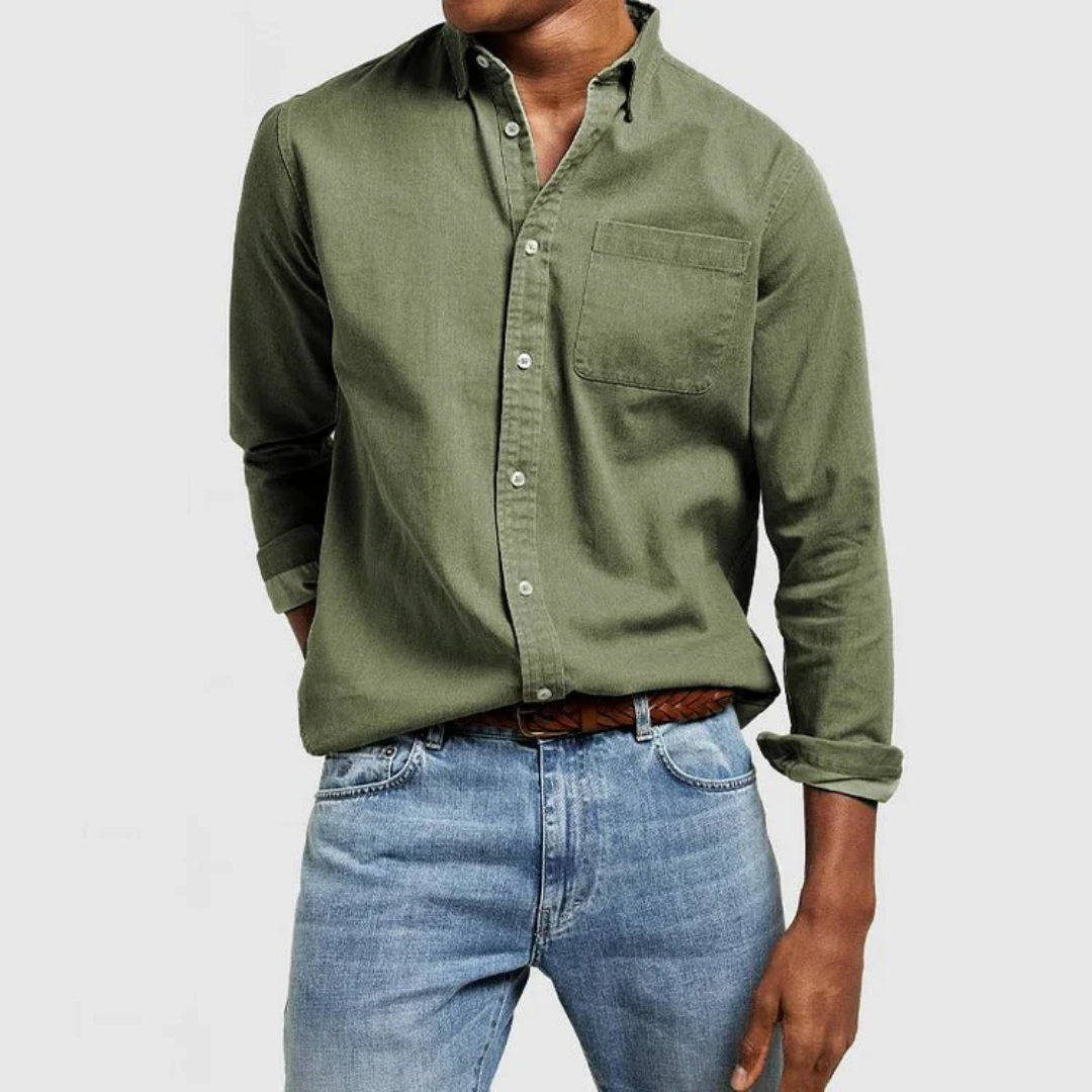 Herren Button Down Langarmhemd | Lässig