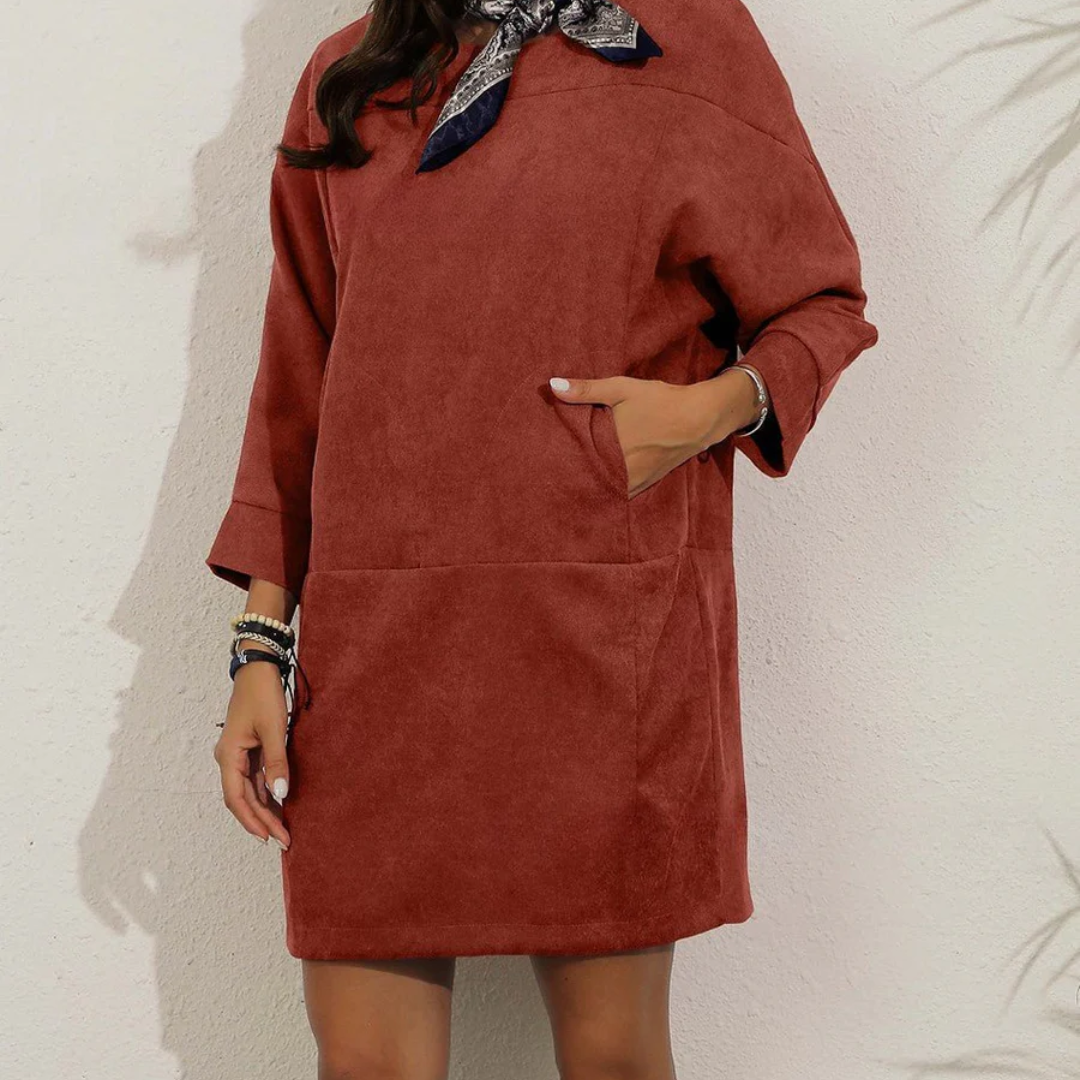 Damen Lässiges Warmes Winter Kleid | Midi