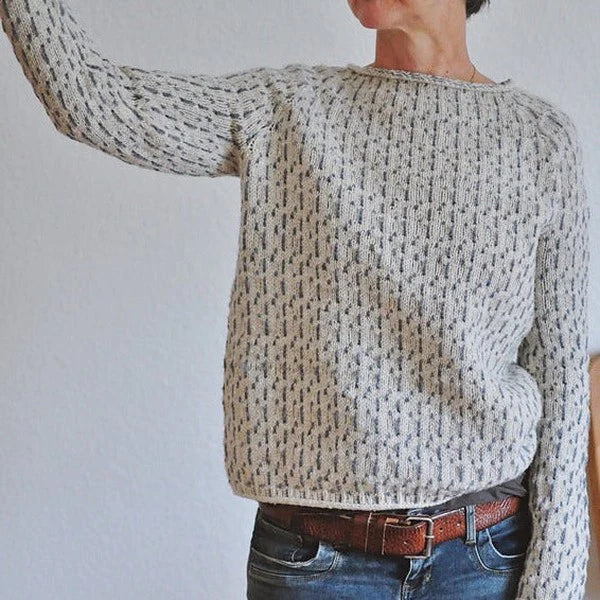 Eleganter Grauer Strickpullover für Damen | Langarm