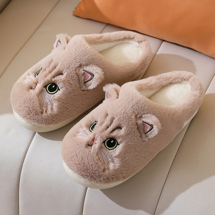 Kuschelige Damenpantoffel | Katzendesign