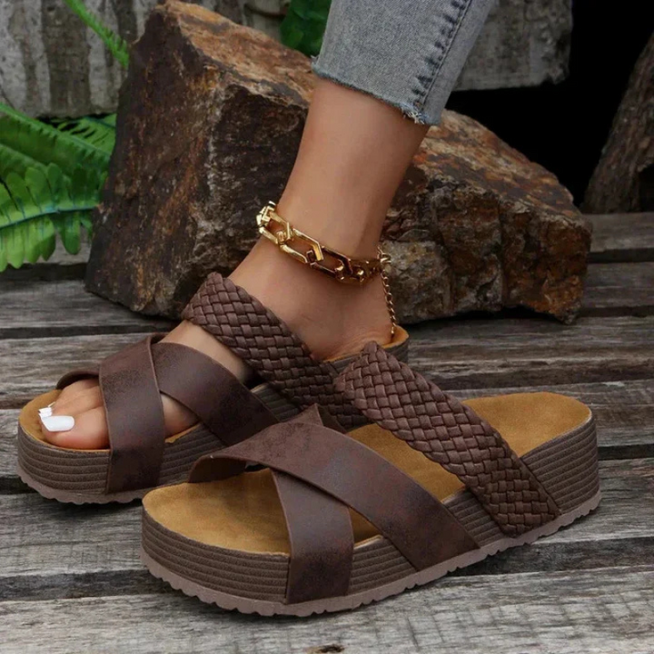 Orthopädische Sandalen Mit Geflochtenem Riemen Für Damen | Komfortabel