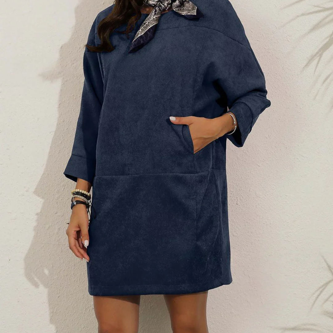 Damen Lässiges Warmes Winter Kleid | Midi