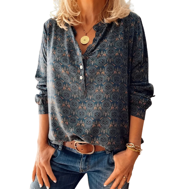 Damen Bluse Im Vintage Stil Mit Halben Knöpfen | Atmungsaktiv