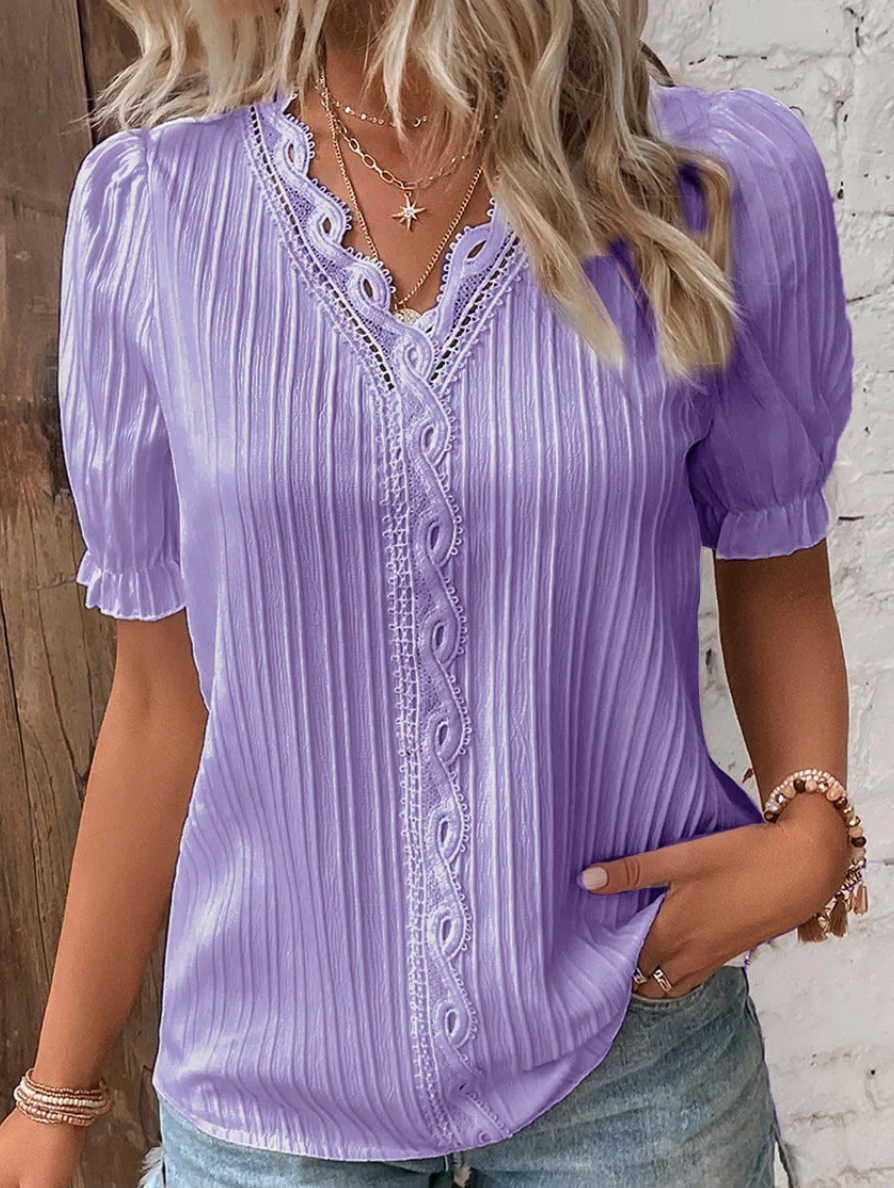 Strukturierte Bluse Mit V Ausschnitt Für Damen | Schick
