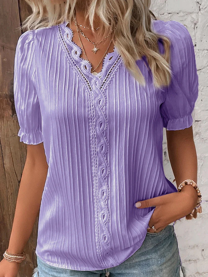 Strukturierte Bluse Mit V Ausschnitt Für Damen | Schick