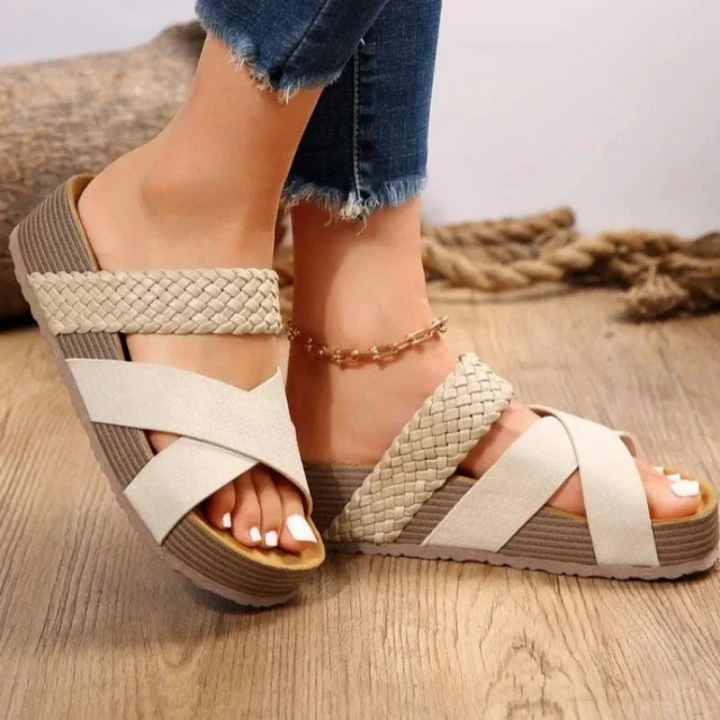 Orthopädische Sandalen Mit Geflochtenem Riemen Für Damen | Komfortabel