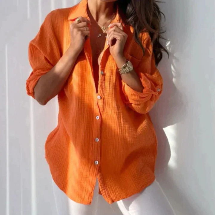 Langärmlige Button Down Bluse Für Damen | Sommer