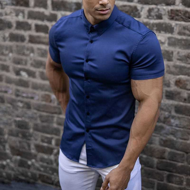 Herren Modernes Schlanke Passform Kurzarm Hemd | Button Down