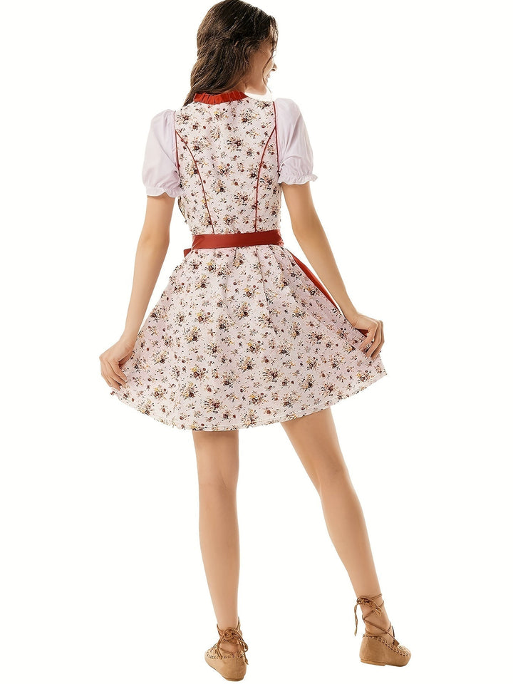 Damen Stilvolle Rot Oktoberfest Dirndl Kleid