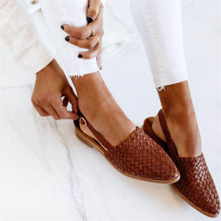 Damen Flach Mit Geschlossener Spitze Und Webmuster | Slingback
