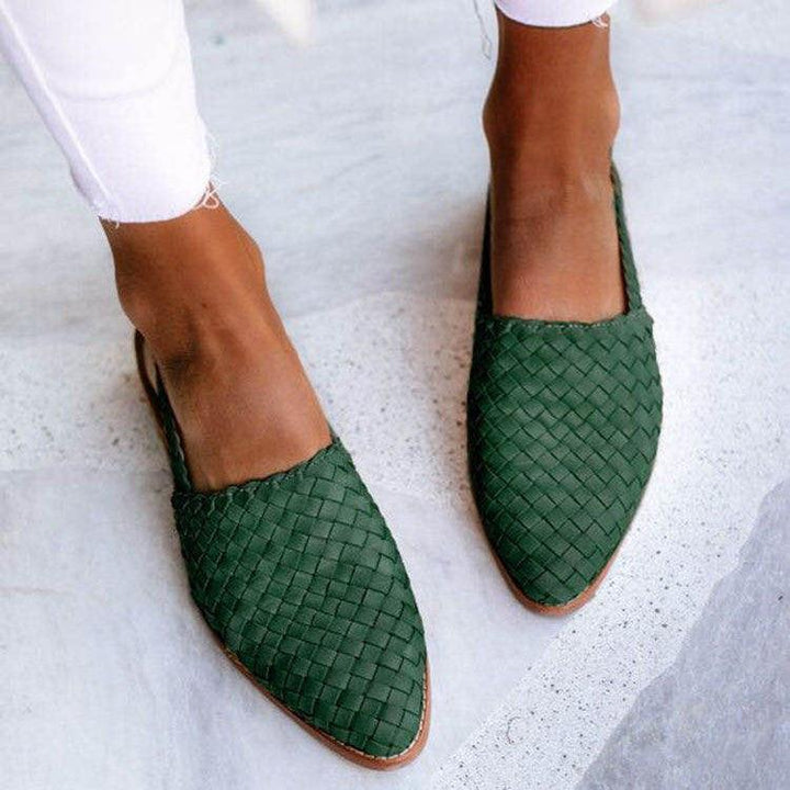 Damen Flach Mit Geschlossener Spitze Und Webmuster | Slingback