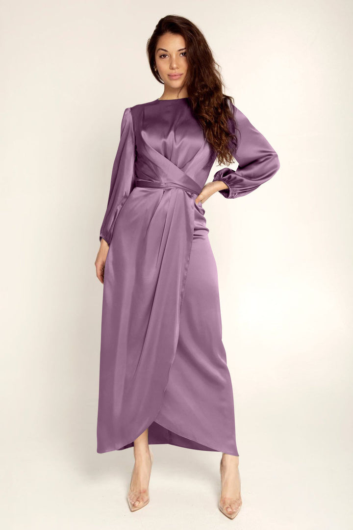 Elegantes Wickelkleid Mit Langen Ärmeln Für Damen | Maxi