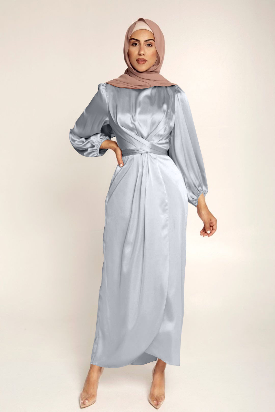 Elegantes Wickelkleid Mit Langen Ärmeln Für Damen | Maxi