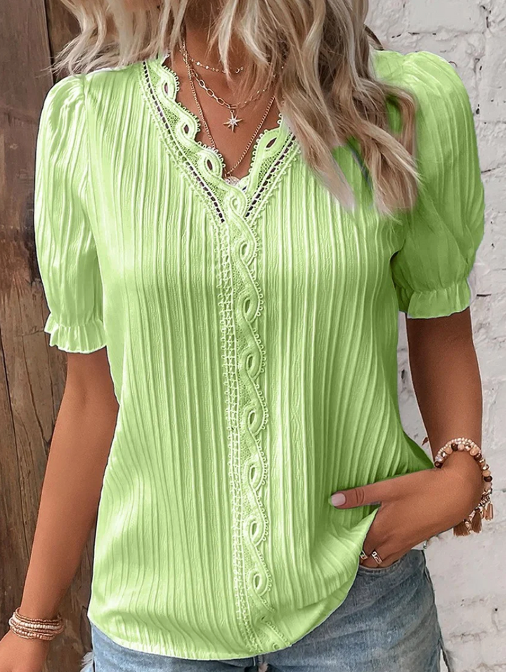 Strukturierte Bluse Mit V Ausschnitt Für Damen | Schick