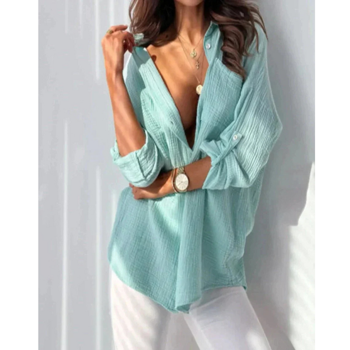 Langärmlige Button Down Bluse Für Damen | Sommer