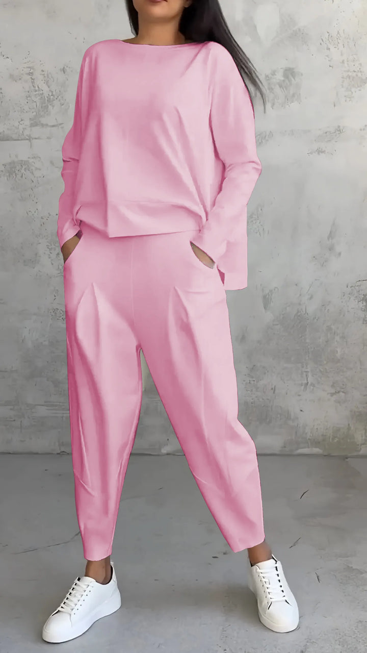 Alessandra | Damen Lässiges Langarm Oberteil Und Harem Hose Satz | Zweiteilig