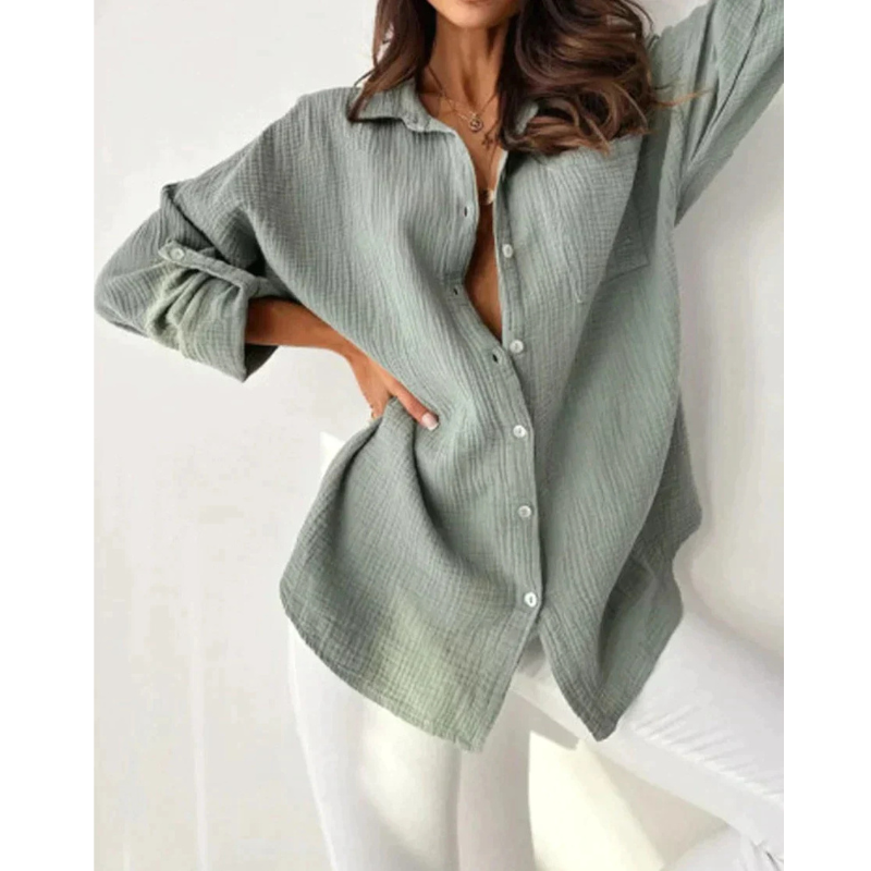 Langärmlige Button Down Bluse Für Damen | Sommer
