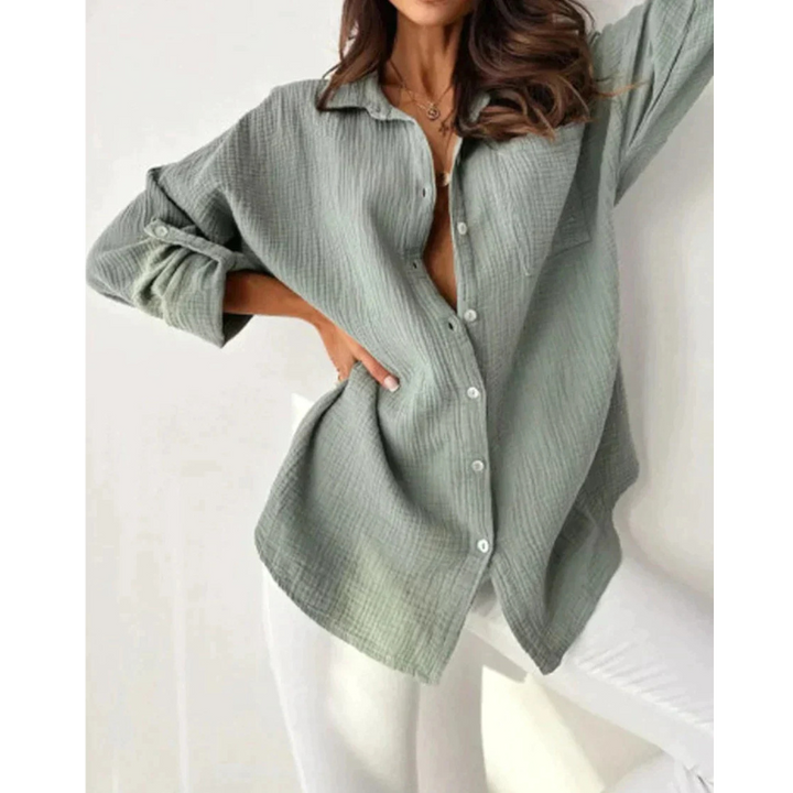 Langärmlige Button Down Bluse Für Damen | Sommer