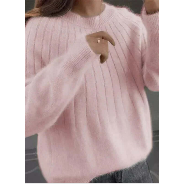 Damen Bequemer Strick Crew Neck Pullover | Langarm