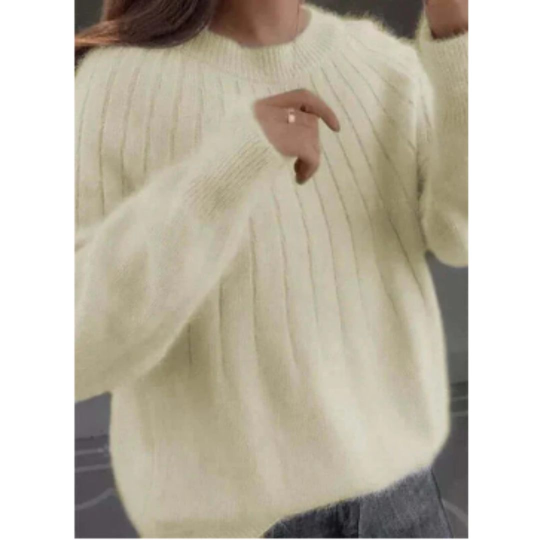 Damen Bequemer Strick Crew Neck Pullover | Langarm