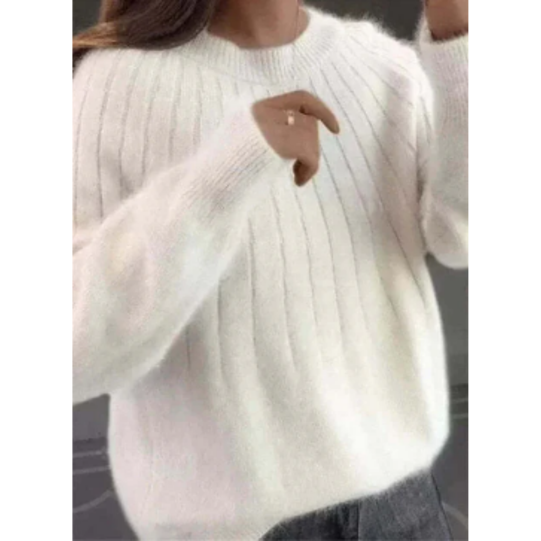 Damen Bequemer Strick Crew Neck Pullover | Langarm