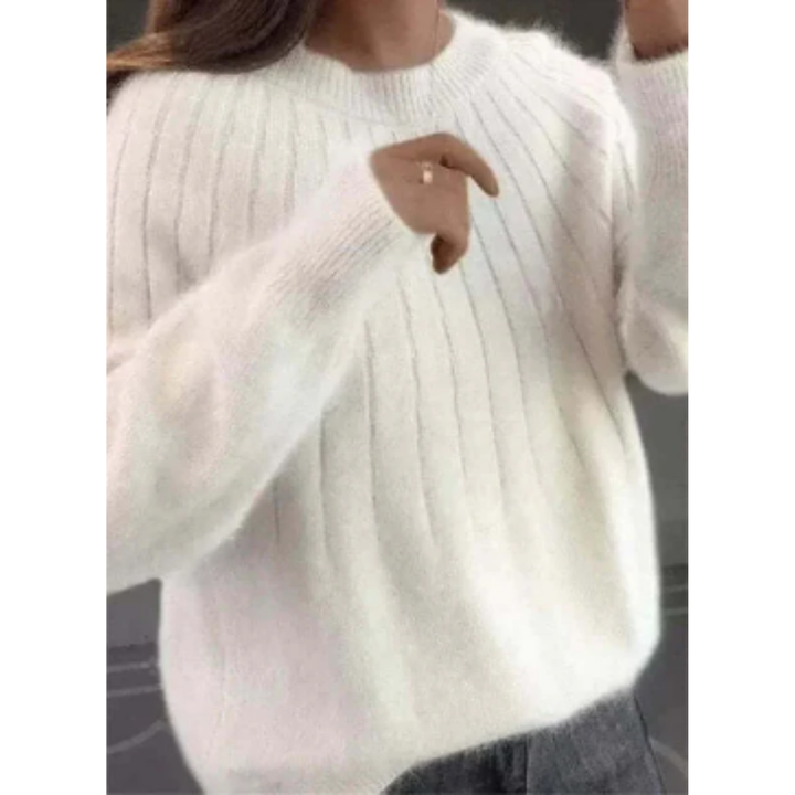 Damen Bequemer Strick Crew Neck Pullover | Langarm