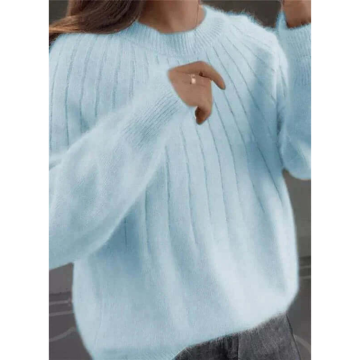 Damen Bequemer Strick Crew Neck Pullover | Langarm