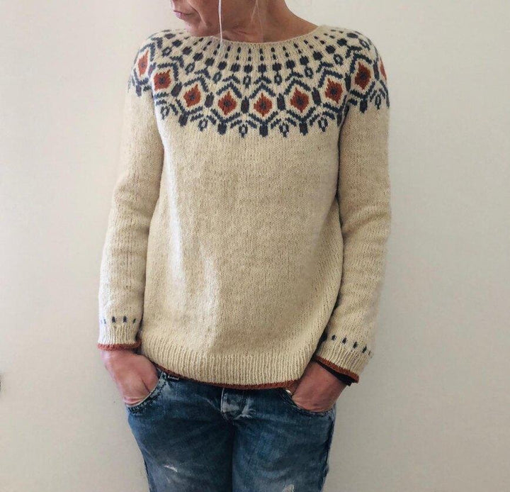 Damen Grobstrickpullover mit Geometrischem Muster | Winter