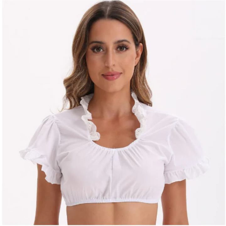 Dirndlbluse Mit Rüschen Für Damen | Kurzarm