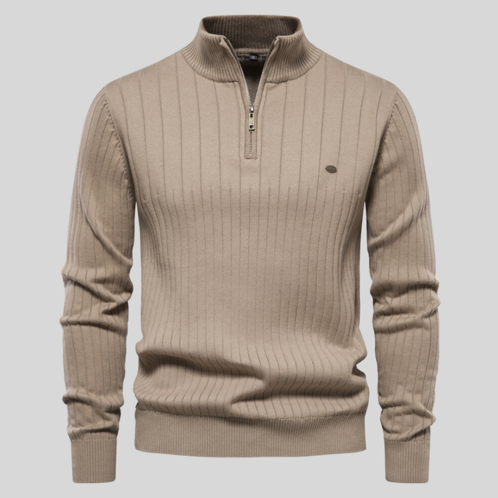 Herren Halber Reißverschluss Strick Pullover | Langarm