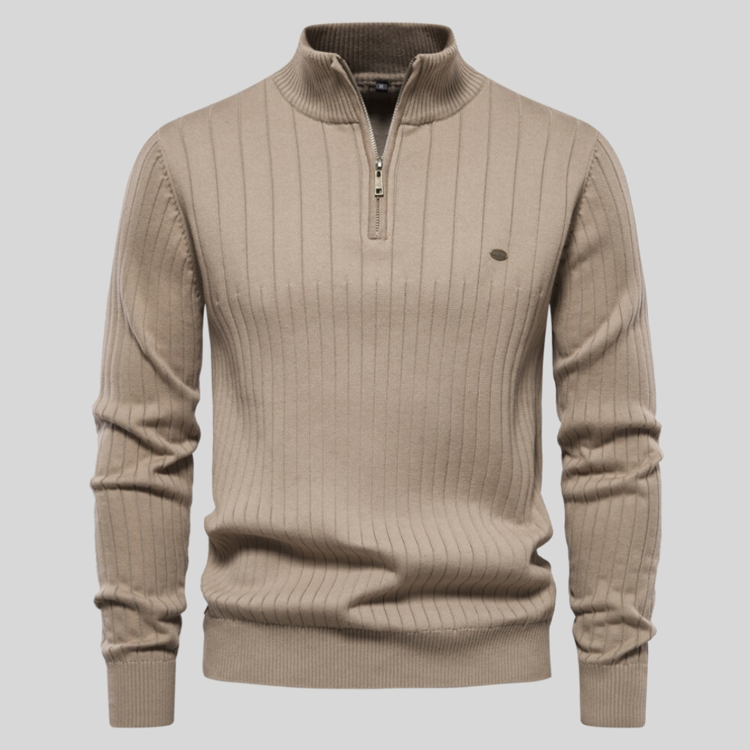 Herren Halber Reißverschluss Strick Pullover | Langarm