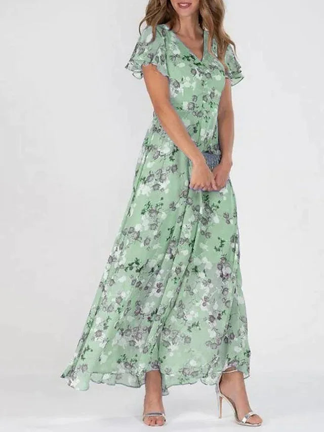 Formales V Ausschnitt Blumenkleid Für Frauen | Maxi