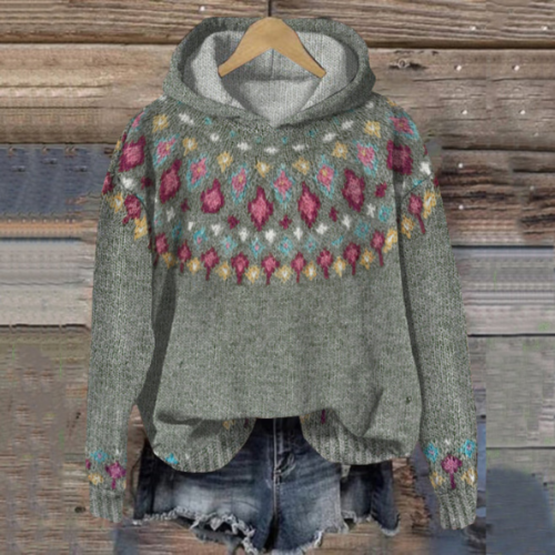Saskia | Damen Lässiger Strick Kapuzenpulli | Winter