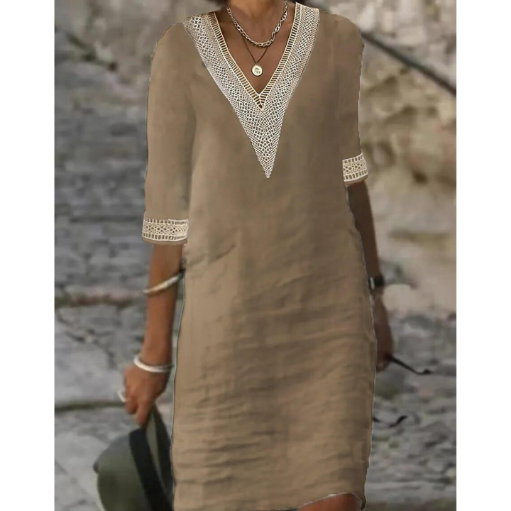 Damen V Ausschnitt Elegante Kleid | Midi