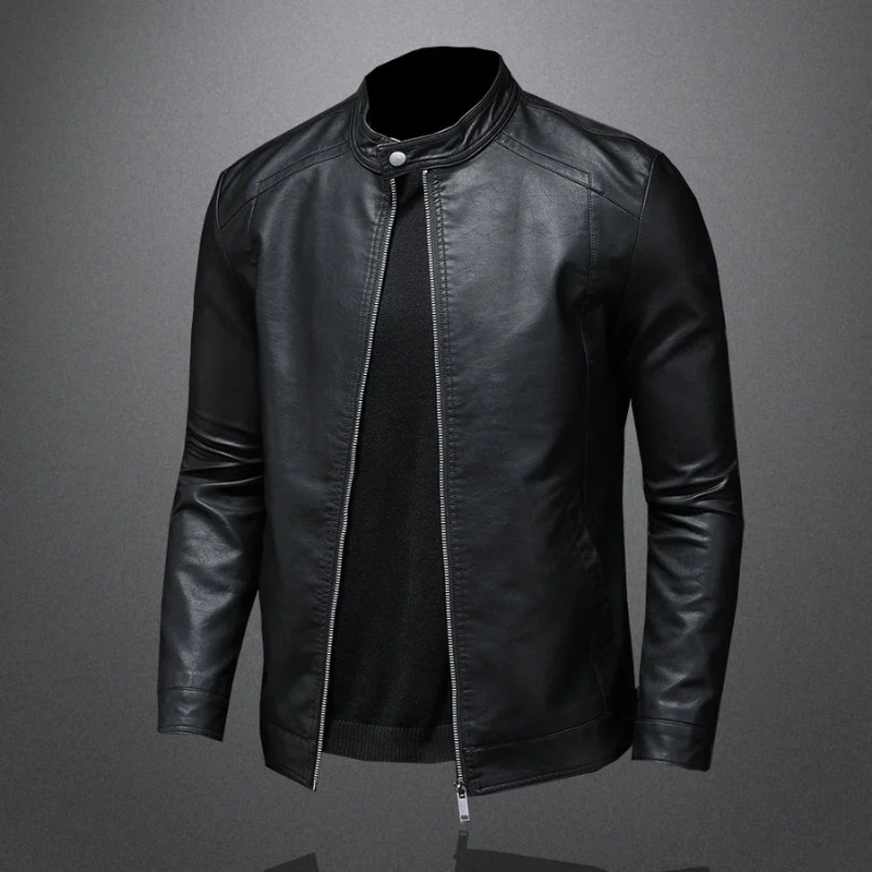 Wasserdichte Schwarze Bikerjacke Für Herren | Slim Fit