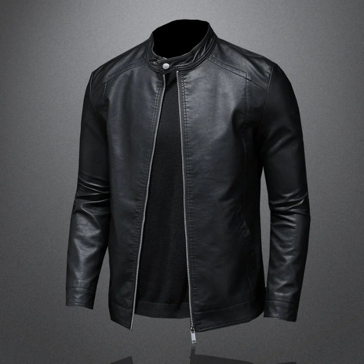 Wasserdichte Schwarze Bikerjacke Für Herren | Slim Fit