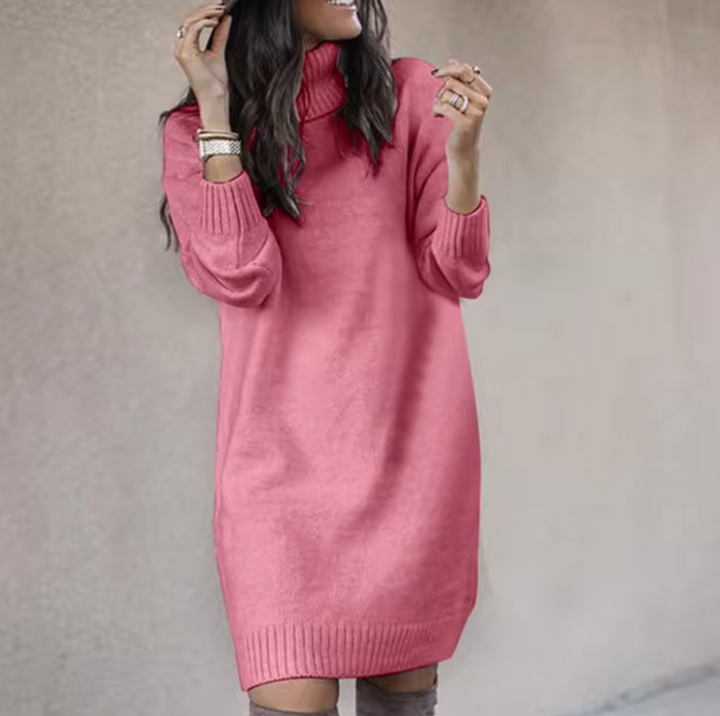 Damen Rollkragen Pulloverkleid | Langarm