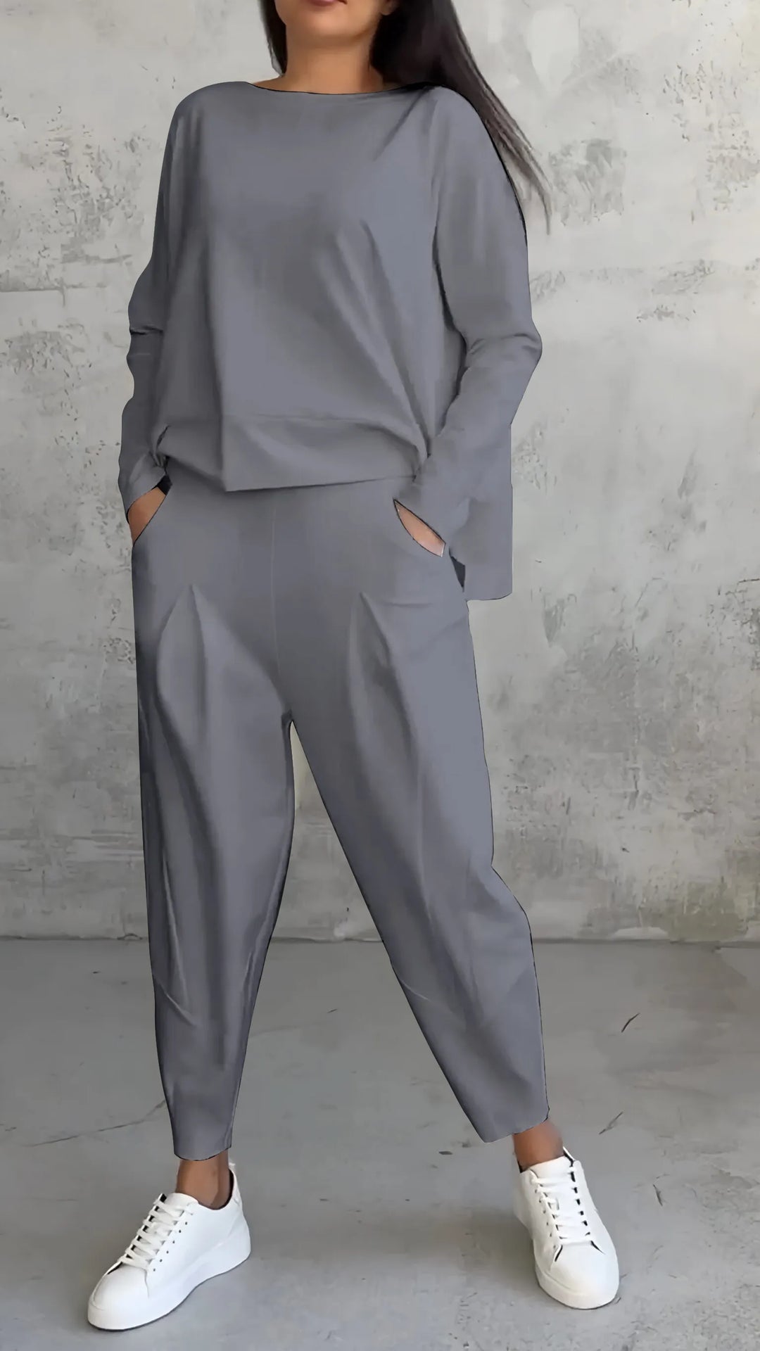 Alessandra | Damen Lässiges Langarm Oberteil Und Harem Hose Satz | Zweiteilig