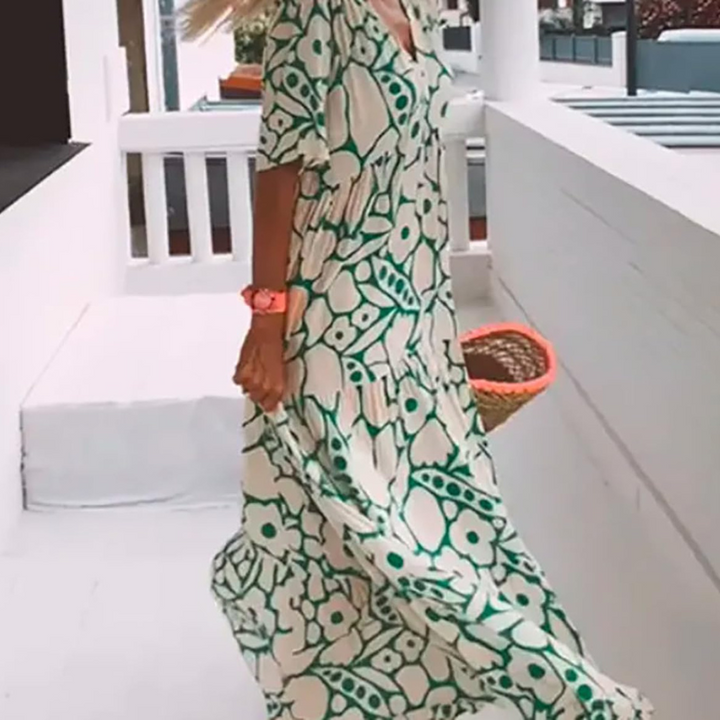 Bedrucktes Maxikleid Mit V Ausschnitt Für Damen