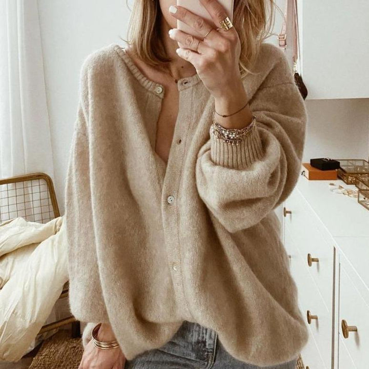Damen Button Down Winterstrickjacke | Übergröße
