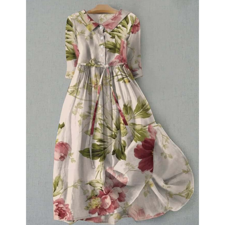 Damen Vintage Elegantes Blumen Kleid | Maxi